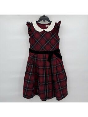 HOPE & HENRY Red Plaid Girls Dress Size 7 Pleated Special Occasion Holiday